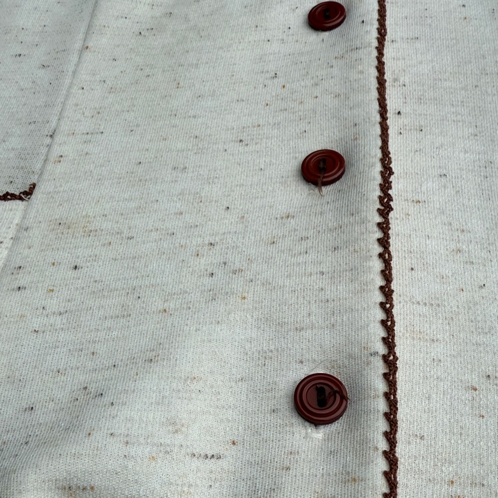 Vintage Cream Midi house Dress with brown accents speckled large 50’s - Picture 10 of 14
